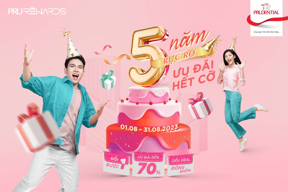Mừng sinh nhật PRURewards "05 năm rực rỡ - Ưu đãi hết cỡ"