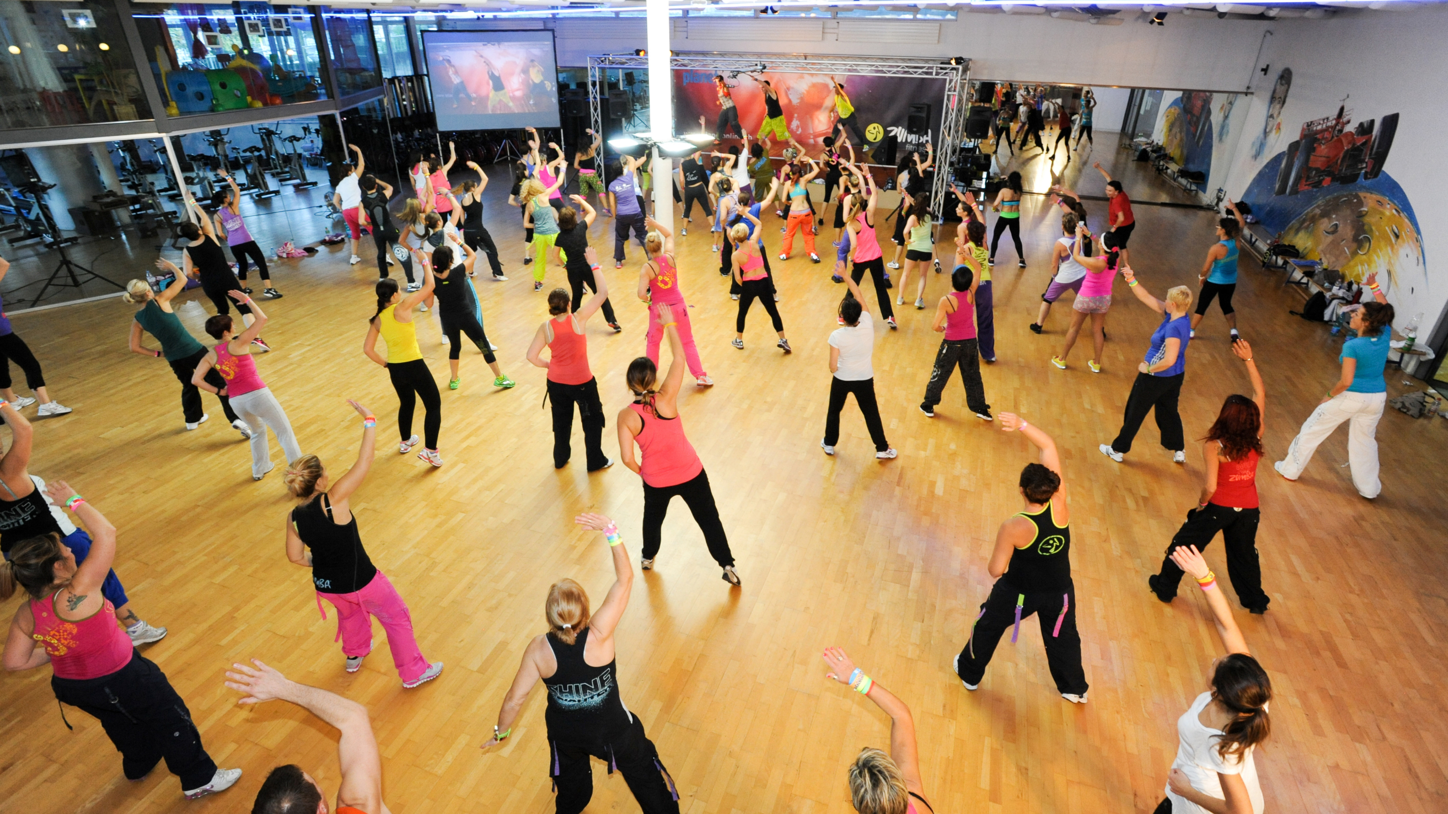 Group having zumba class