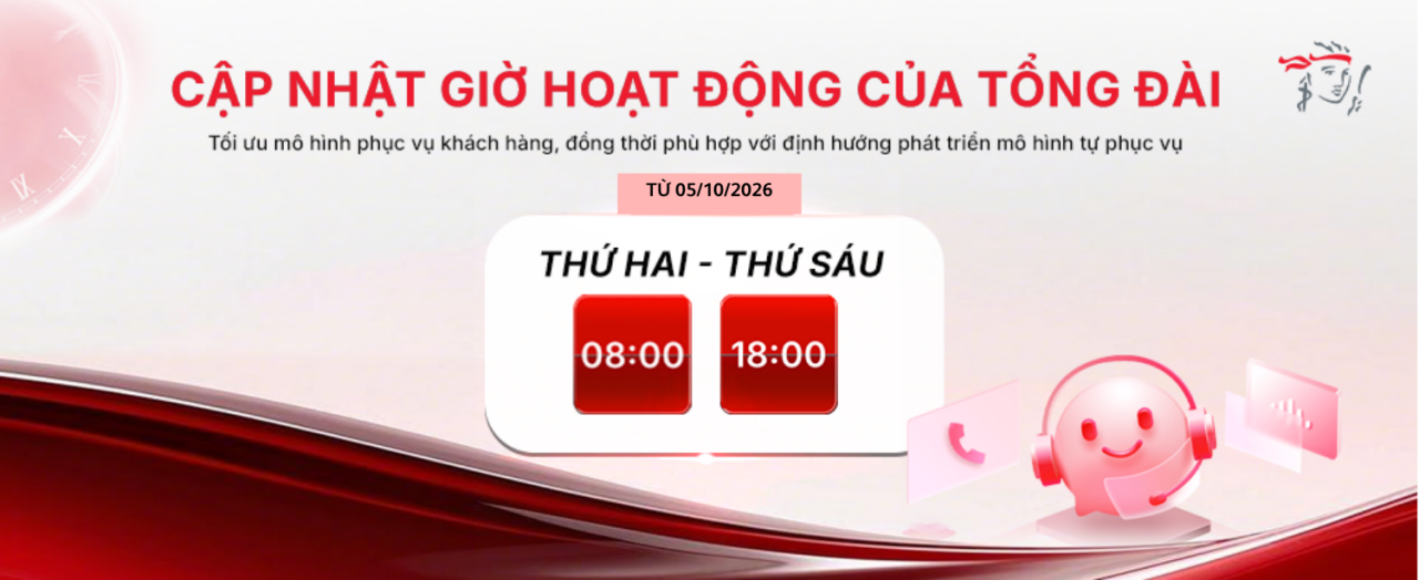 Thông báo thay đổi giờ hoạt động tổng đài 